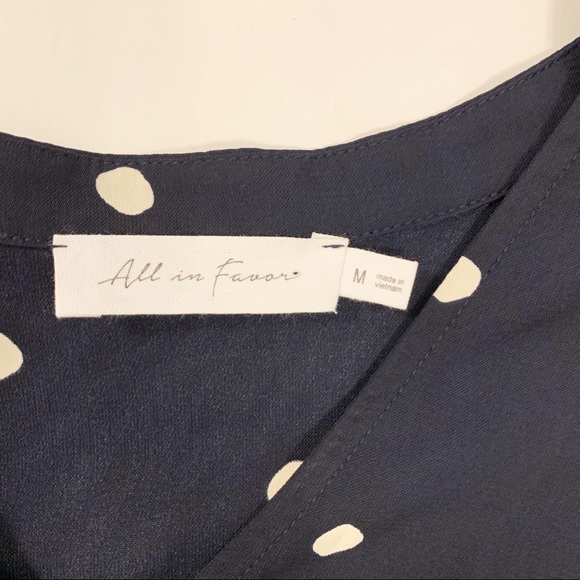 Nordstrom Long Sleeve Navy Polka Dot Mini Dress M - Picture 9 of 10